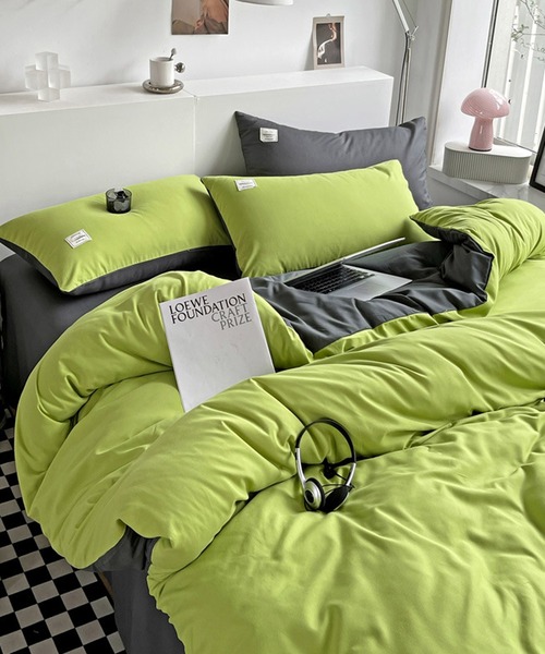 セール】【 somni / ソニ 】バイカラー シングル ベッドカバー 枕