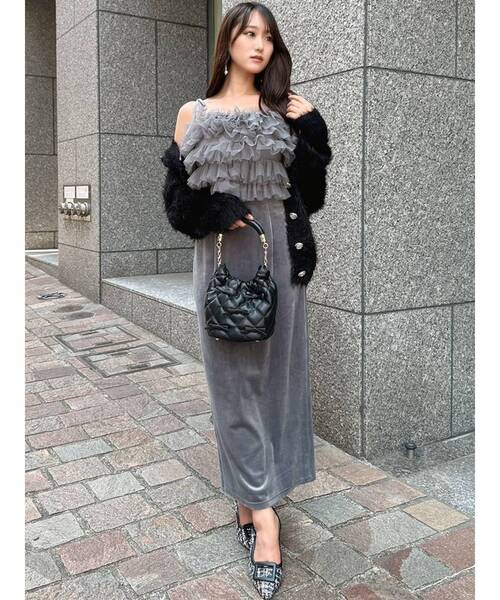 RESEXXY（リゼクシー）の「チュールキャミトップス（キャミソール・レディース・アイボリー/ブラック/グレー・FREE）」の11枚目の写真