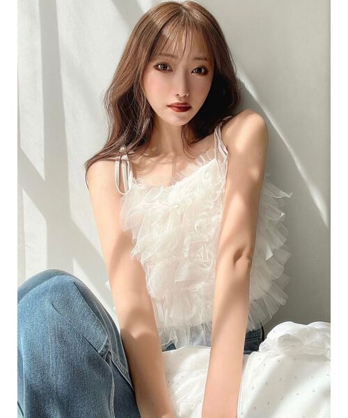 RESEXXY（リゼクシー）の「チュールキャミトップス（キャミソール・レディース・アイボリー/ブラック/グレー・FREE）」の20枚目の写真