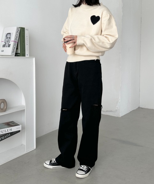 CLEA(クレア)の「アシメダメージデニムパンツ(デニムパンツ・レディース・ブラック系その他/ブルー/ライトブルー/ブラック・M)」の10枚目の写真