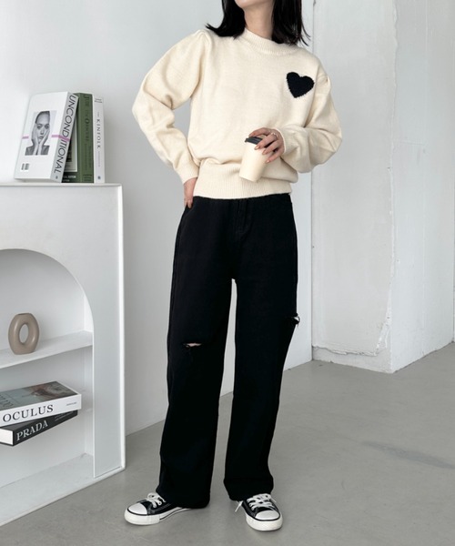 CLEA(クレア)の「アシメダメージデニムパンツ(デニムパンツ・レディース・ブラック系その他/ブルー/ライトブルー/ブラック・M)」の9枚目の写真