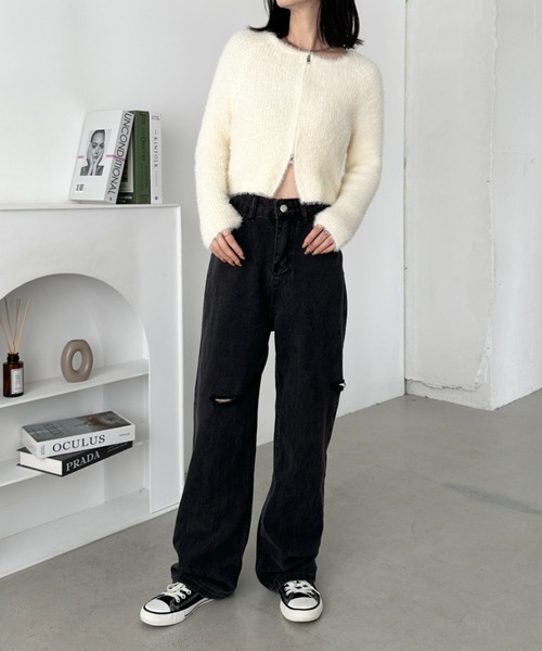 CLEA(クレア)の「アシメダメージデニムパンツ(デニムパンツ・レディース・ブラック系その他/ブルー/ライトブルー/ブラック・M)」の17枚目の写真