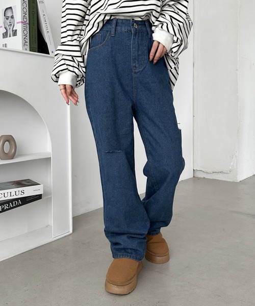 セール】アシメダメージデニムパンツ（デニムパンツ）｜CLEA（クレア