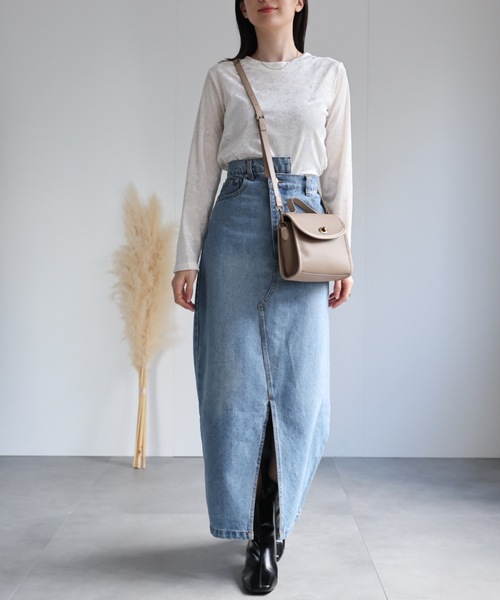 セール】ビジュー付き ベロアトップス/TOPS（Tシャツ/カットソー