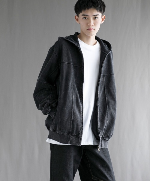 aimoha(アイモハ)の「【aimoha neo】 Vintage Washed Zip-Up Hoodie(パーカー・メンズ・ブラック/ブルー/レッド・SMALL/MEDIUM/LARGE/X-LARGE)」の13枚目の写真