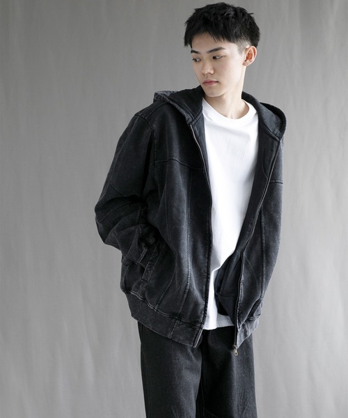 aimoha(アイモハ)の「【aimoha neo】 Vintage Washed Zip-Up Hoodie(パーカー・メンズ・ブラック/ブルー/レッド・SMALL/MEDIUM/LARGE/X-LARGE)」の14枚目の写真