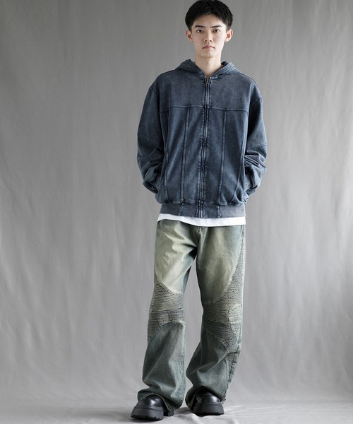 セール】【aimoha neo】 Vintage Washed Zip-Up Hoodie（パーカー
