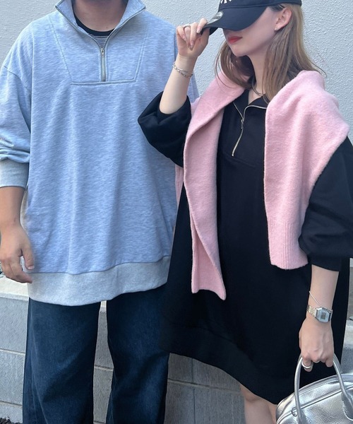 KOBE LETTUCE（コウベレタス）の「胸元ジップスウェットミニワンピース（スウェット・レディース・グレー/ブラック/ブラウン/ベージュ・M）」の10枚目の写真