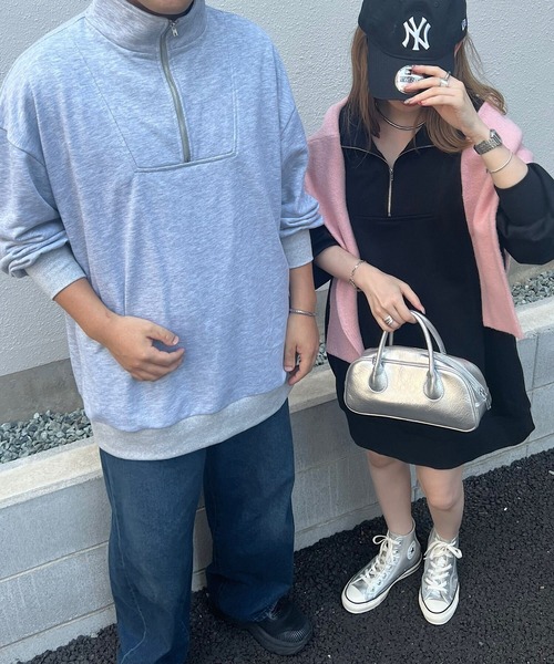 KOBE LETTUCE（コウベレタス）の「胸元ジップスウェットミニワンピース（スウェット・レディース・グレー/ブラック/ブラウン/ベージュ・M）」の12枚目の写真