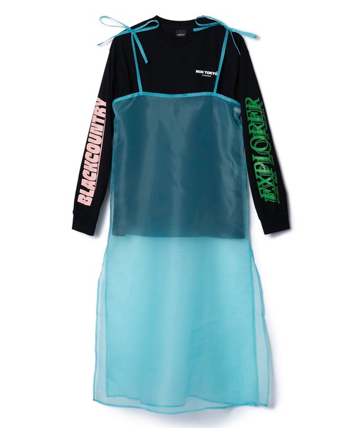 NON TOKYO(ノントーキョー)の「SHEER LONG CAMISOLE L/S T-SHIRTS(ワンピース・レディース・オレンジ系/ホワイト×グレー/ブラック×ブルー・FREE)」の11枚目の写真