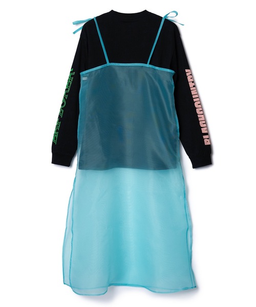 NON TOKYO(ノントーキョー)の「SHEER LONG CAMISOLE L/S T-SHIRTS(ワンピース・レディース・オレンジ系/ホワイト×グレー/ブラック×ブルー・FREE)」の12枚目の写真