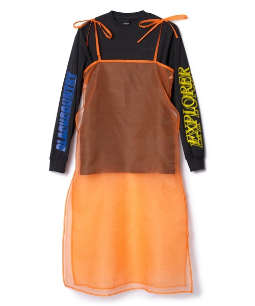 NON TOKYO(ノントーキョー)の「SHEER LONG CAMISOLE L/S T-SHIRTS(ワンピース・レディース・オレンジ系/ホワイト×グレー/ブラック×ブルー・FREE)」の13枚目の写真