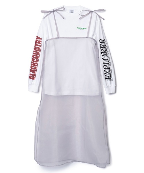 NON TOKYO(ノントーキョー)の「SHEER LONG CAMISOLE L/S T-SHIRTS(ワンピース・レディース・オレンジ系/ホワイト×グレー/ブラック×ブルー・FREE)」の7枚目の写真