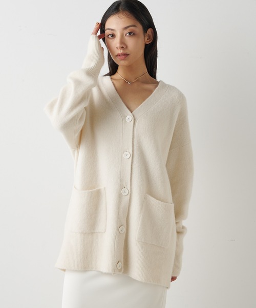 美品★ウィムガゼット★ウールカーディガン アンゴラ カシミヤ オフホワイト 美品☆ウィムガゼット☆ウールカーディガン アンゴラ カシミヤ オフ