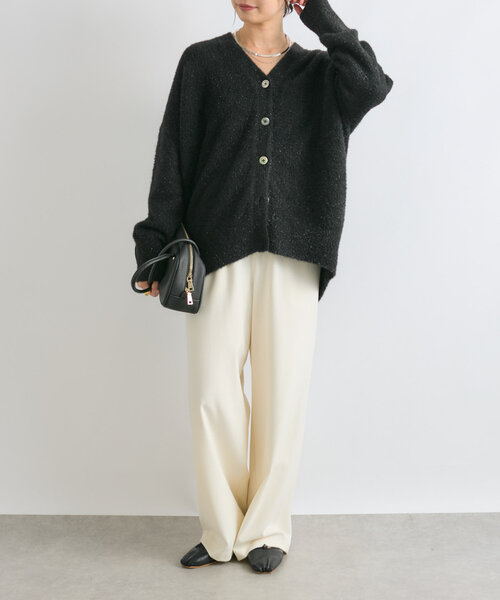 RIVE DROITE（リヴドロワ）の「【セットアップ対応】フェザーラメカーデ（カーディガン/ボレロ・レディース・ブラック/ブラウン/グレー・FREE）」の16枚目の写真