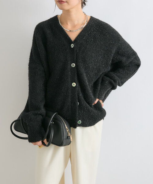 RIVE DROITE（リヴドロワ）の「【セットアップ対応】フェザーラメカーデ（カーディガン/ボレロ・レディース・ブラック/ブラウン/グレー・FREE）」の8枚目の写真