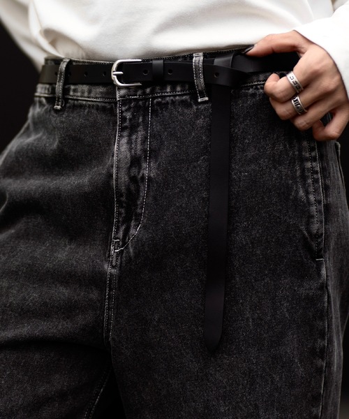 CLEL(クレイル)の「【CLEL】Soft Leather Narrow Belt / ソフトレザー ナローベルト(ベルト・メンズ・ブラック/ブラック系・FREE)」の9枚目の写真