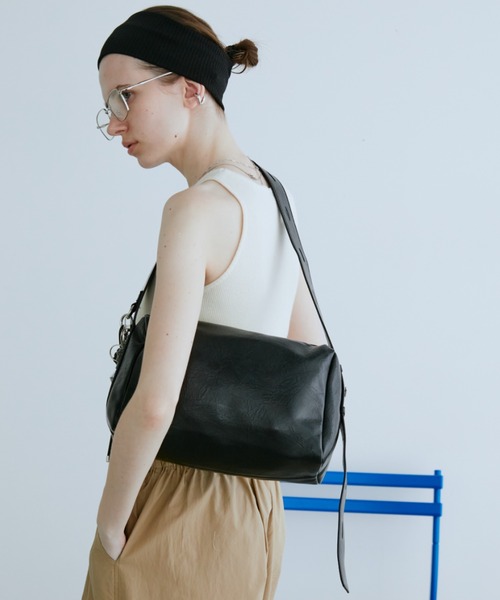 フェイクレザー2WAYスクエアバッグ【詳細動画あり】（ショルダーバッグ