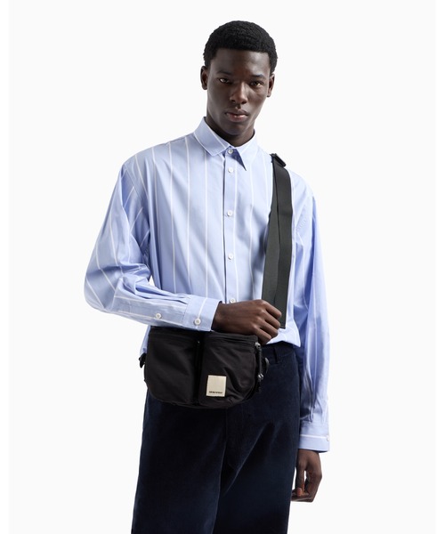 EMPORIO ARMANI(エンポリオアルマーニ)の「【エンポリオ アルマーニ】ASV ブラックブルー カプセルコレクション メッセンジャーバッグ ナイロン スモール(ショルダーバッグ・メンズ・ブラック・FREE)」の7枚目の写真