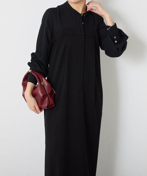 COLLAGE GALLARDAGALANTE(コラージュガリャルダガランテ)の「シアーシャツドッキングワンピース(ワンピース・レディース・カーキ/ブラック・FREE)」の4枚目の写真