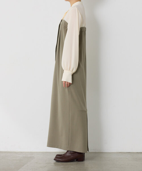 COLLAGE GALLARDAGALANTE(コラージュガリャルダガランテ)の「シアーシャツドッキングワンピース(ワンピース・レディース・カーキ/ブラック・FREE)」の14枚目の写真