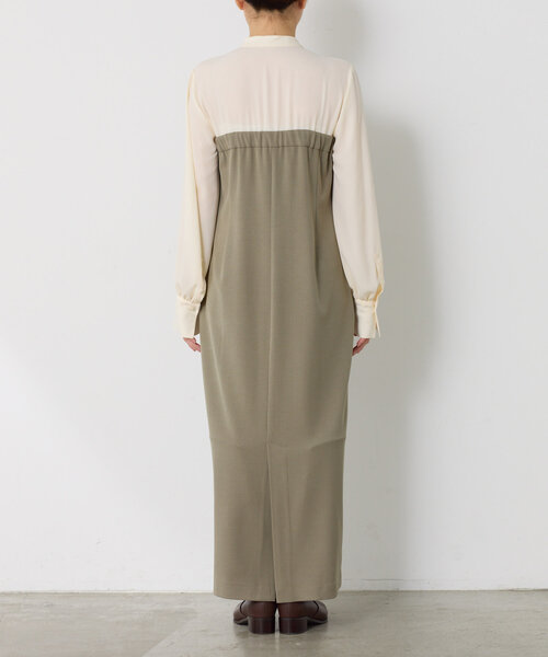 COLLAGE GALLARDAGALANTE(コラージュガリャルダガランテ)の「シアーシャツドッキングワンピース(ワンピース・レディース・カーキ/ブラック・FREE)」の15枚目の写真