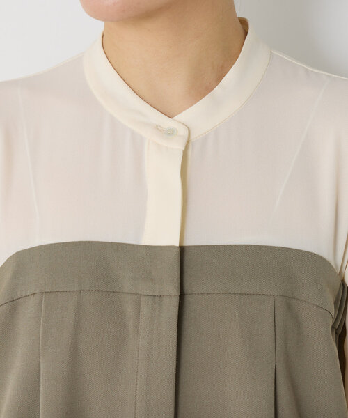 COLLAGE GALLARDAGALANTE(コラージュガリャルダガランテ)の「シアーシャツドッキングワンピース(ワンピース・レディース・カーキ/ブラック・FREE)」の16枚目の写真