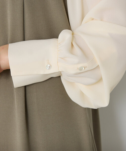 COLLAGE GALLARDAGALANTE(コラージュガリャルダガランテ)の「シアーシャツドッキングワンピース(ワンピース・レディース・カーキ/ブラック・FREE)」の18枚目の写真