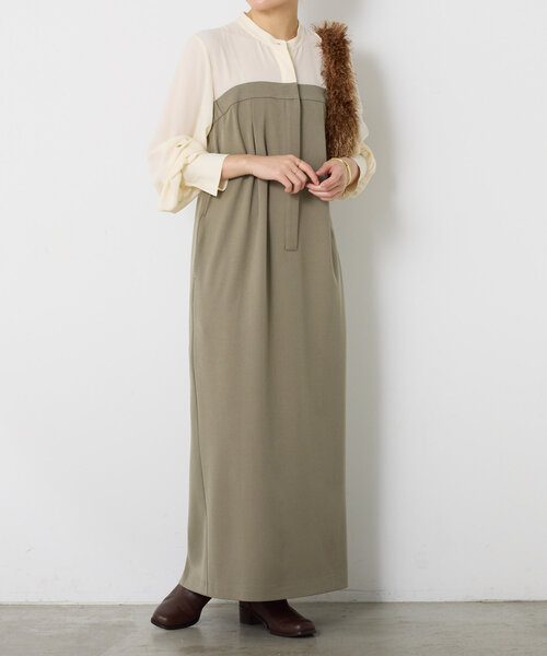 COLLAGE GALLARDAGALANTE(コラージュガリャルダガランテ)の「シアーシャツドッキングワンピース(ワンピース・レディース・カーキ/ブラック・FREE)」の22枚目の写真