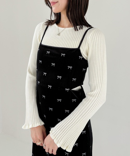 【セール】リボンベロアキャミワンピース 249397（ワンピース）｜Heather（ヘザー）