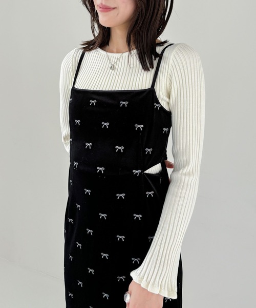 【セール】リボンベロアキャミワンピース 249397（ワンピース）｜Heather（ヘザー）