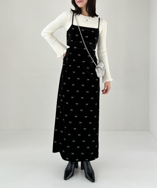 【セール】リボンベロアキャミワンピース 249397（ワンピース）｜Heather（ヘザー）