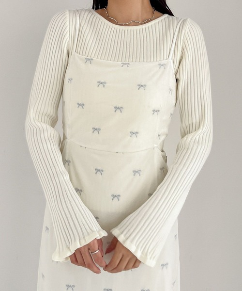 【セール】リボンベロアキャミワンピース 249397（ワンピース）｜Heather（ヘザー）