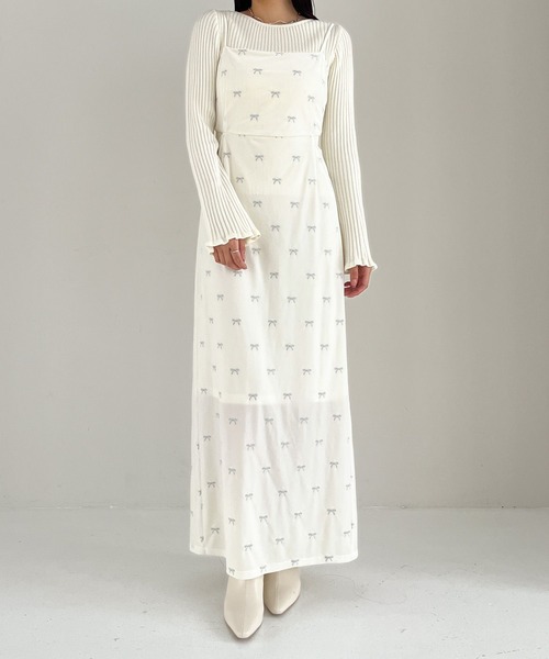 【セール】リボンベロアキャミワンピース 249397（ワンピース）｜Heather（ヘザー）