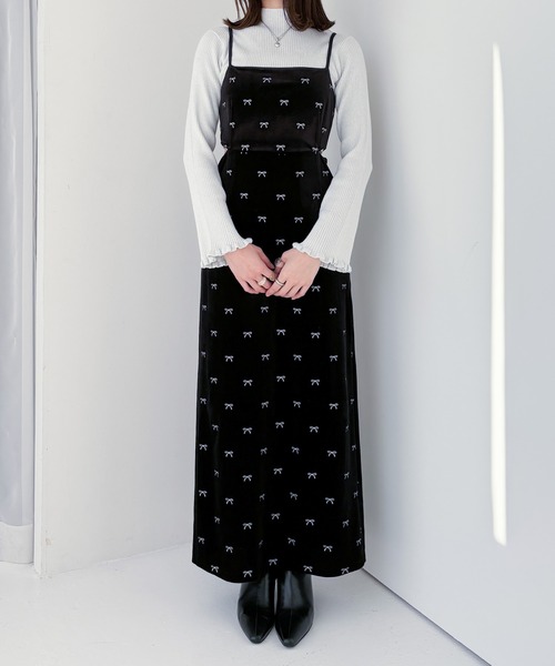 【セール】リボンベロアキャミワンピース 249397（ワンピース）｜Heather（ヘザー）