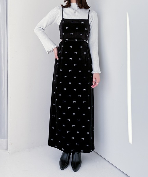 【セール】リボンベロアキャミワンピース 249397（ワンピース）｜Heather（ヘザー）