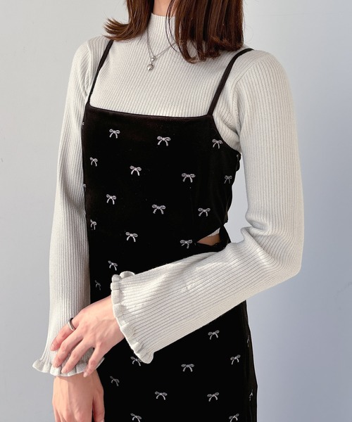 【セール】リボンベロアキャミワンピース 249397（ワンピース）｜Heather（ヘザー）