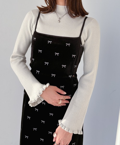 【セール】リボンベロアキャミワンピース 249397（ワンピース）｜Heather（ヘザー）