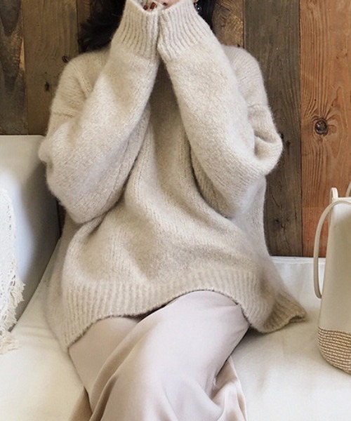 【セール】クルーネックベーシックニットプルオーバー（ニット/セーター）｜deux amour（ドゥーザムール） 6,490円