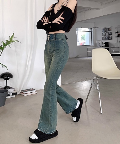Miniministore（ミニミニストア）の「レトロ セミフレアデニムパンツレディース（デニムパンツ・レディース・インディゴブルー・M/XL/S/L）」の19枚目の写真