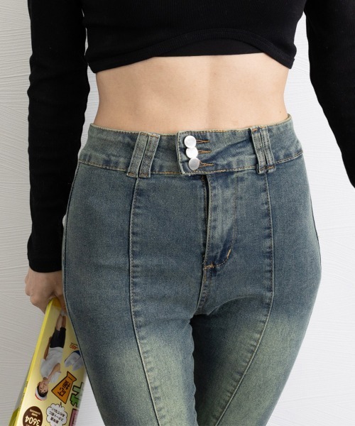 Miniministore（ミニミニストア）の「レトロ セミフレアデニムパンツレディース（デニムパンツ・レディース・インディゴブルー・M/XL/S/L）」の3枚目の写真