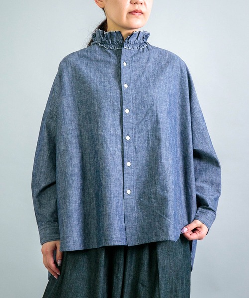 ブラウス シャツ 「Yarmo」 Dungaree Ruffle Shirts / ダンガリーフリル ブラウス レディース 88906020b_33_d_500.jpg