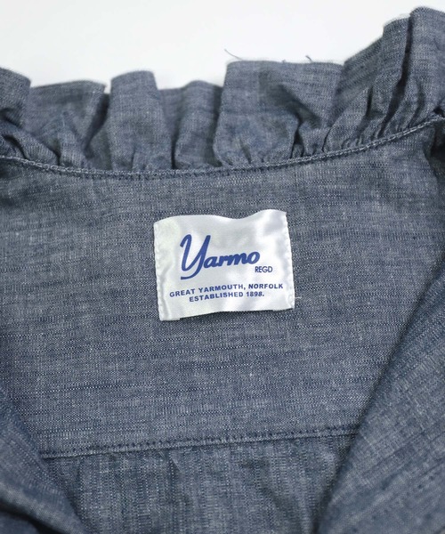 ブラウス シャツ 「Yarmo」 Dungaree Ruffle Shirts / ダンガリーフリル ブラウス レディース Yarmo] Dungaree Ruffle Shirts / ダンガリーフリル ブラウス
