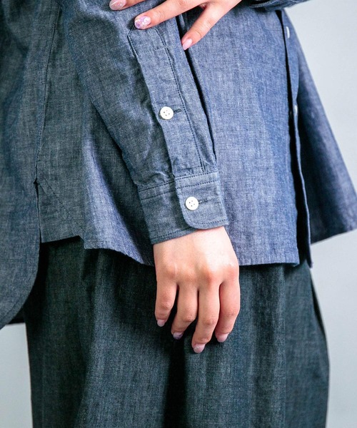 Yarmo] Dungaree Ruffle Shirts / ダンガリーフリル ブラウス