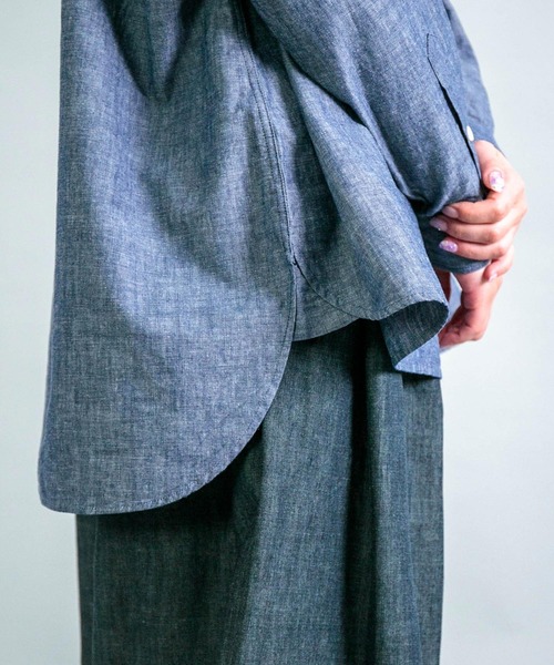 Yarmo] Dungaree Ruffle Shirts / ダンガリーフリル ブラウス