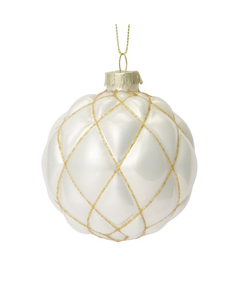 セール】ガラスオーナメント チェック ホワイト（インテリア雑貨