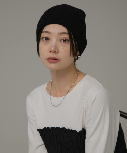 URBAN RESEARCH Sonny Label(アーバンリサーチサニーレーベル)の「シングルリブニット帽(ニットキャップ/ビーニー・レディース・ブラック/グレー/オフホワイト・ONE)」の4枚目の写真