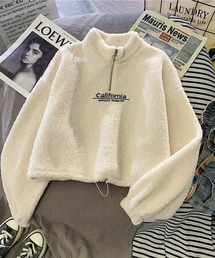 ハーフジップ ボアプルオーバー