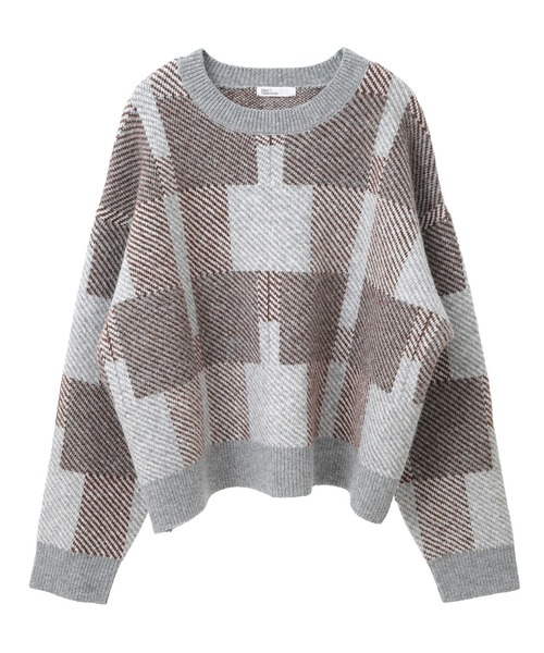CRAFT STANDARD BOUTIQUE（クラフトスタンダードブティック）の「チェック柄ニットプルオーバー（ニット/セーター・レディース・マスタード/ブラウン/ネイビー/レッド・FREE）」の17枚目の写真