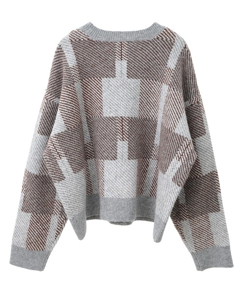 CRAFT STANDARD BOUTIQUE（クラフトスタンダードブティック）の「チェック柄ニットプルオーバー（ニット/セーター・レディース・マスタード/ブラウン/ネイビー/レッド・FREE）」の18枚目の写真